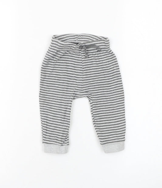 George Boys Grey Striped Cotton Jogger Trousers Size 6-9 Months Pullover - Winnie The Pooh