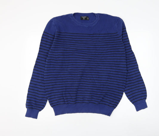 Springfield Mens Round Neck Striped Polyester Pullover Jumper Size XL