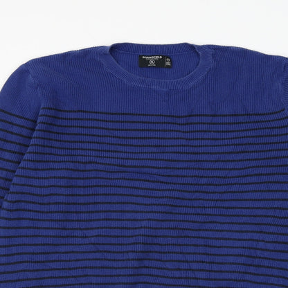 Springfield Mens Round Neck Striped Polyester Pullover Jumper Size XL