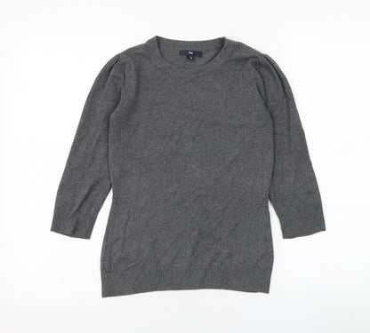 Gap Womens Grey Round Neck Cotton Pullover Jumper Size XS