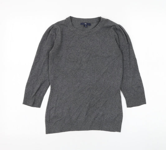 Gap Womens Grey Round Neck Cotton Pullover Jumper Size XS