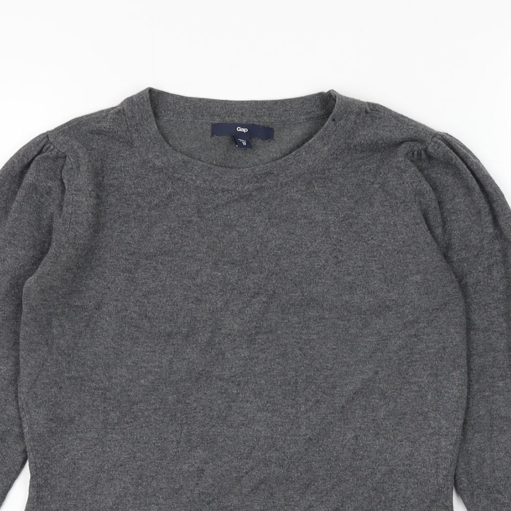 Gap Womens Grey Round Neck Cotton Pullover Jumper Size XS