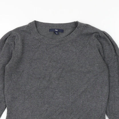 Gap Womens Grey Round Neck Cotton Pullover Jumper Size XS