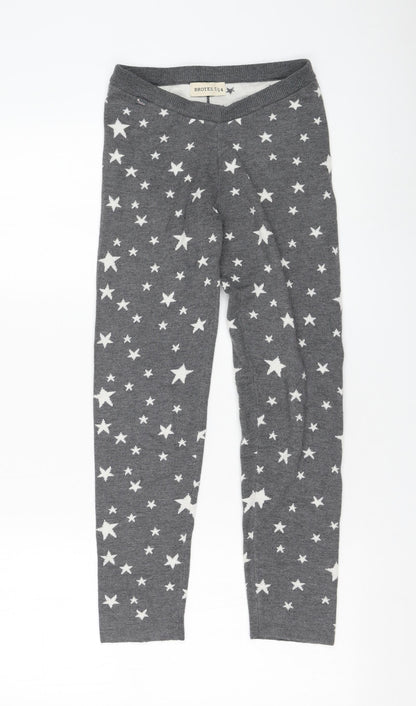 Brotes Girls Grey Polyester Jogger Trousers Size 14 Years Regular Pullover - Star, Leggings