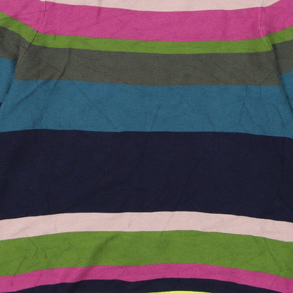 Oui Womens Blue Round Neck Striped Viscose Pullover Jumper Size 8