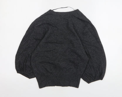 F&F Womens Grey V-Neck Viscose Cardigan Jumper Size 8