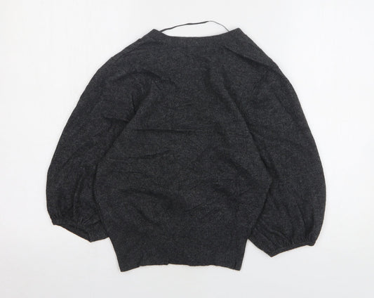 F&F Womens Grey V-Neck Viscose Cardigan Jumper Size 8