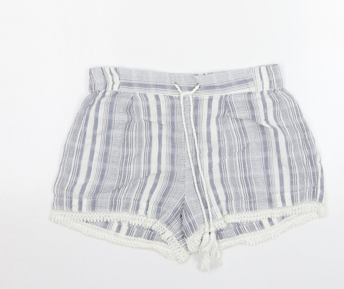 Atmosphere Womens Blue Striped Cotton Hot Pants Shorts Size 12 L4 in Regular