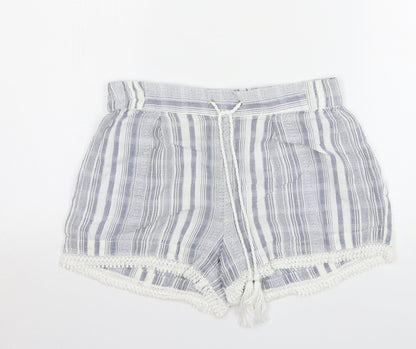 Atmosphere Womens Blue Striped Cotton Hot Pants Shorts Size 12 L4 in Regular