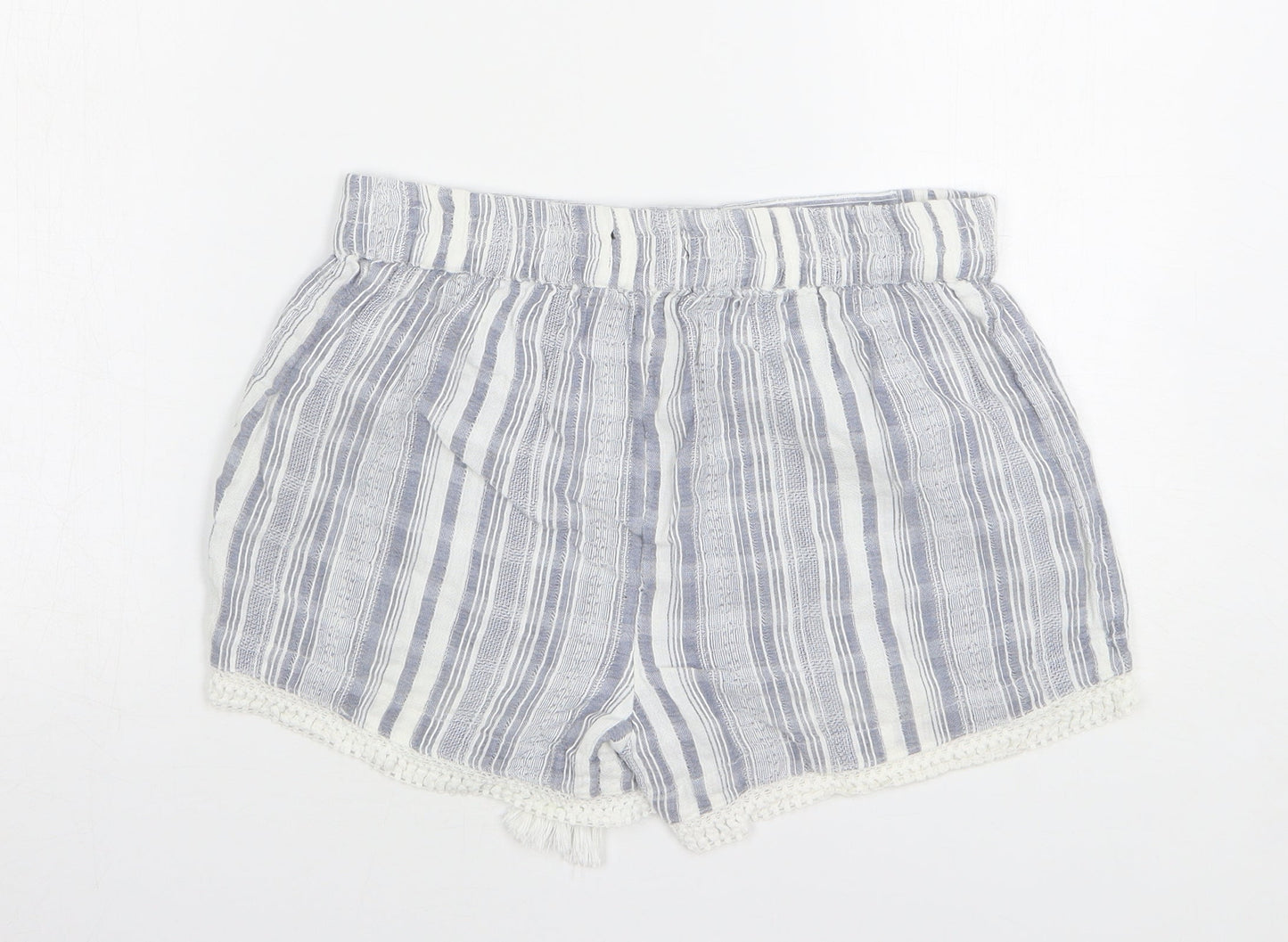 Atmosphere Womens Blue Striped Cotton Hot Pants Shorts Size 12 L4 in Regular