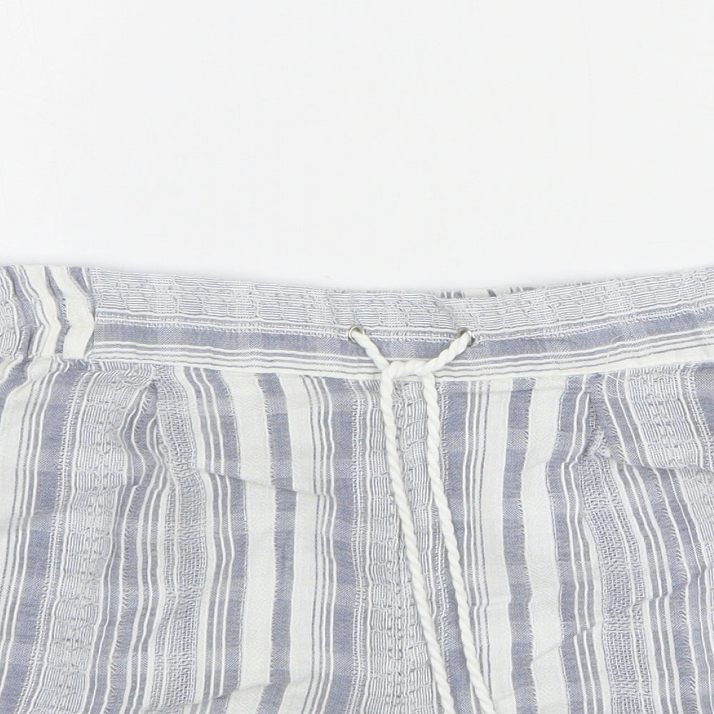 Atmosphere Womens Blue Striped Cotton Hot Pants Shorts Size 12 L4 in Regular