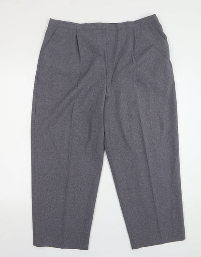 Womens UK Size 22 Happit Regular Fit Cropped Grey Trousers