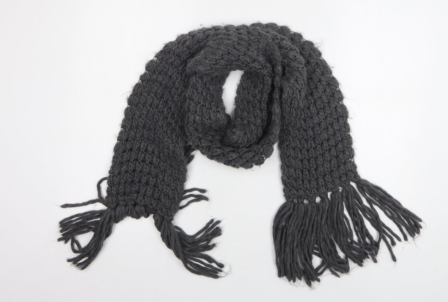 Preworn Womens Grey Polyester Scarf