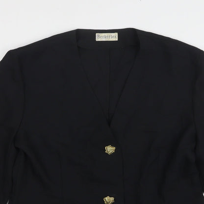 Berkertex Womens Black Polyester Jacket Suit Jacket Size 12