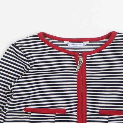Mayoral Girls Blue Striped Jacket Size 24 Months