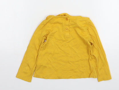 Dunnes Stores Girls Yellow Cotton Basic T-Shirt Size 12-18 Months Round Neck