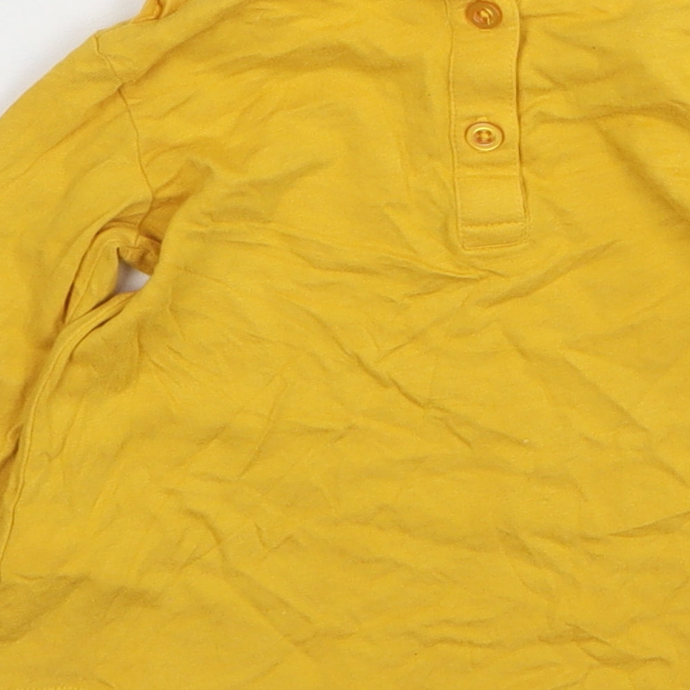 Dunnes Stores Girls Yellow Cotton Basic T-Shirt Size 12-18 Months Round Neck