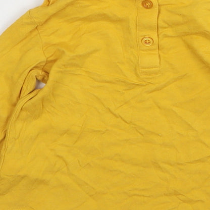 Dunnes Stores Girls Yellow Cotton Basic T-Shirt Size 12-18 Months Round Neck