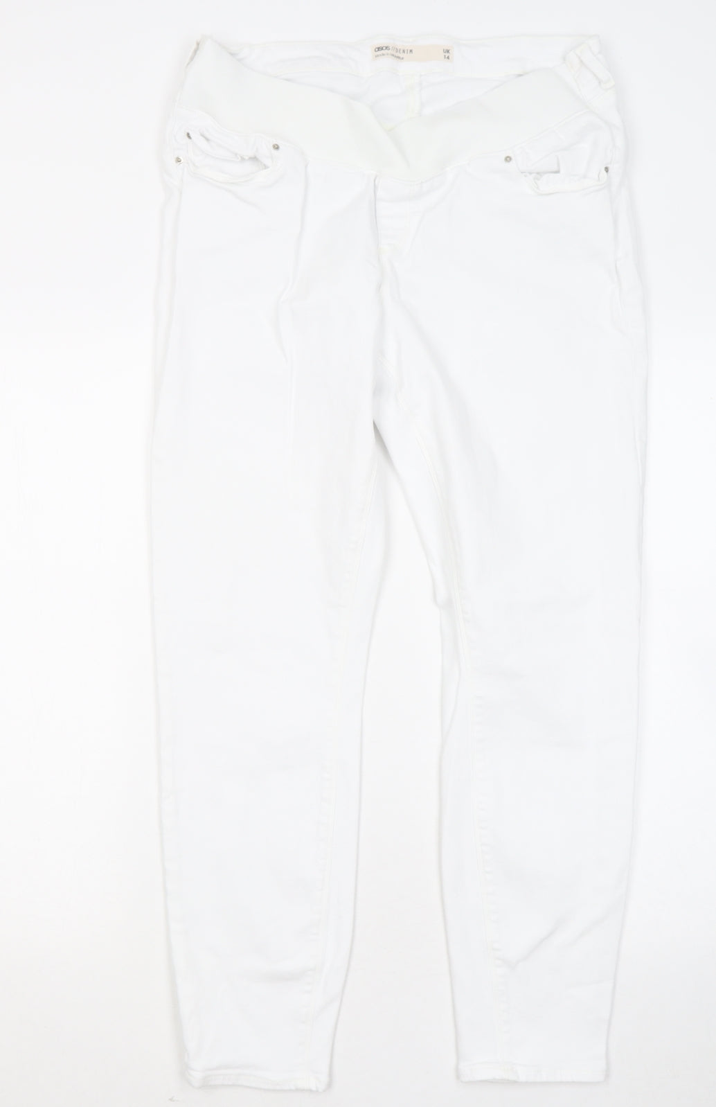 ASOS Womens White Cotton Straight Jeans Size 14 L27 in Regular
