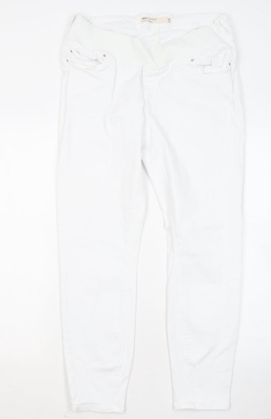 ASOS Womens White Cotton Straight Jeans Size 14 L27 in Regular