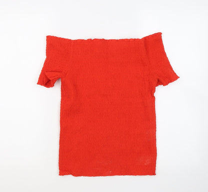 Papaya Womens Orange Cotton Basic T-Shirt Size 14 Round Neck