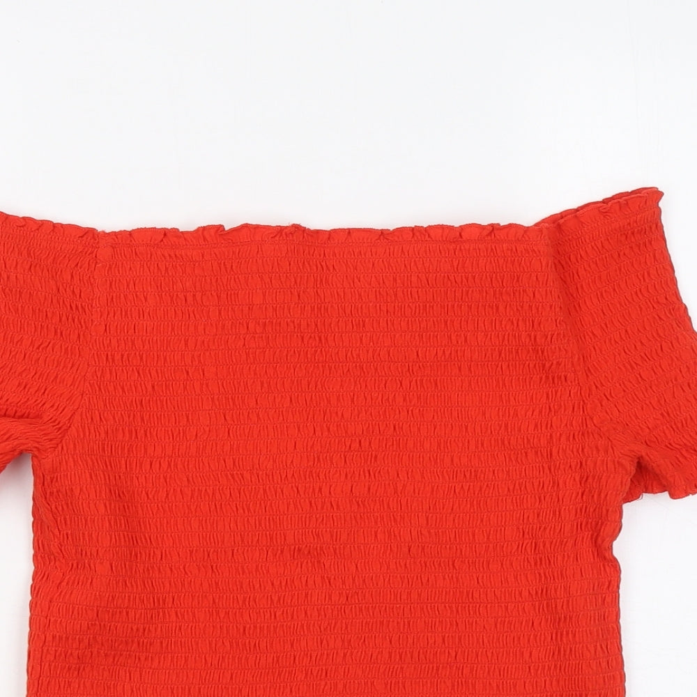 Papaya Womens Orange Cotton Basic T-Shirt Size 14 Round Neck