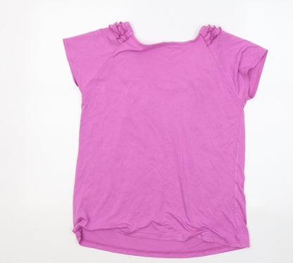 Emreco Womens Pink Viscose Basic T-Shirt Size 12 Round Neck