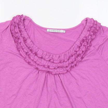 Emreco Womens Pink Viscose Basic T-Shirt Size 12 Round Neck
