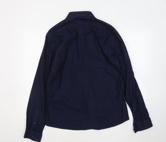 Mens UK Size L NM Blue  Button-Up Long Sleeve Casual Shirt