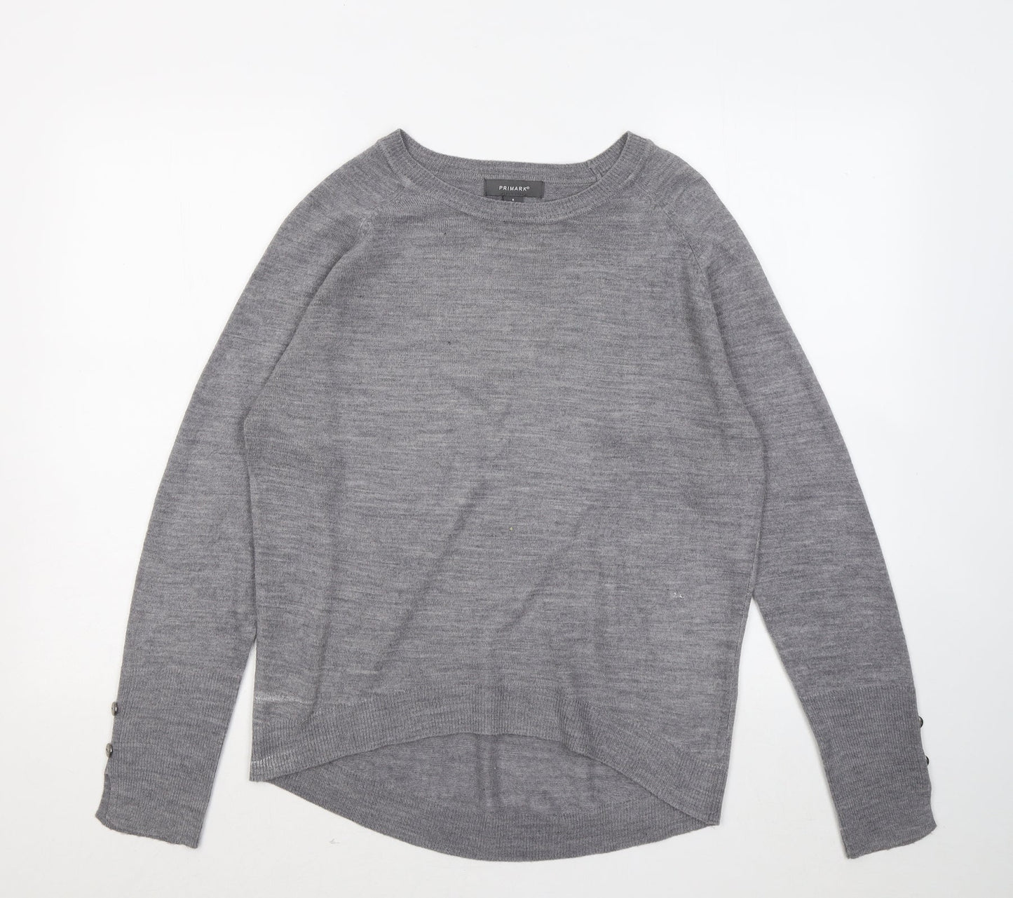 Primark Womens Grey Round Neck Acrylic Pullover Jumper Size 10