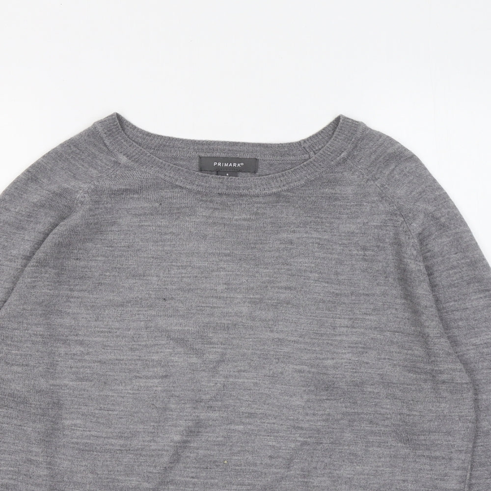 Primark Womens Grey Round Neck Acrylic Pullover Jumper Size 10