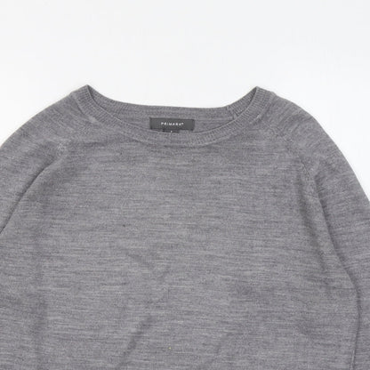Primark Womens Grey Round Neck Acrylic Pullover Jumper Size 10