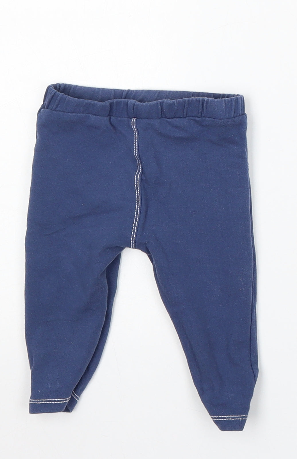 M&Co Girls Blue Floral Cotton Jogger Trousers Size 6-9 Months