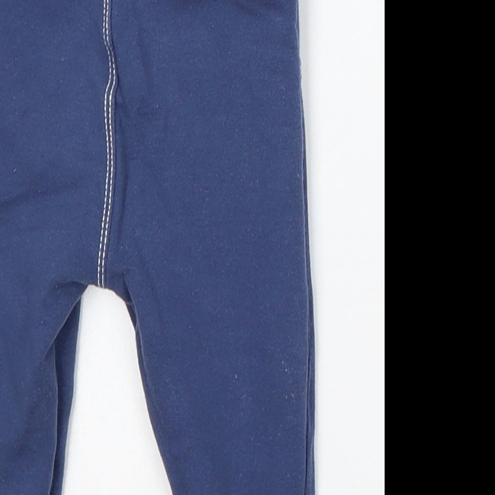 M&Co Girls Blue Floral Cotton Jogger Trousers Size 6-9 Months