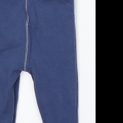 M&Co Girls Blue Floral Cotton Jogger Trousers Size 6-9 Months