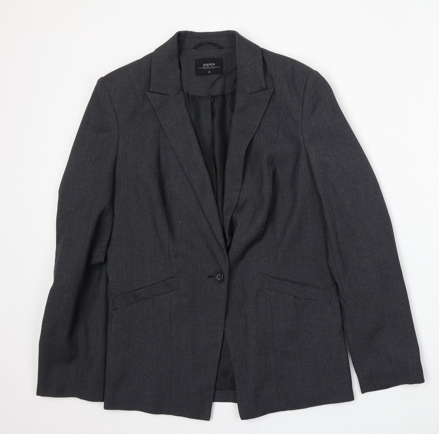 Papaya Womens Grey Polyester Jacket Suit Size 10