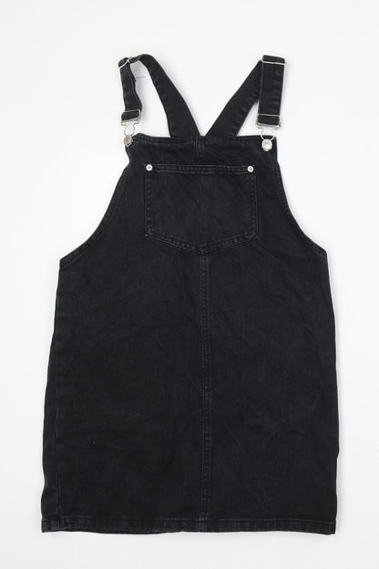 New Look Womens Black Cotton Dungaree One-Piece Size 8