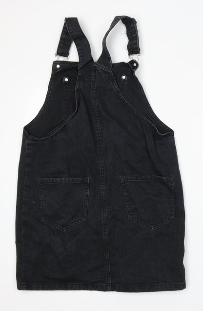 New Look Womens Black Cotton Dungaree One-Piece Size 8