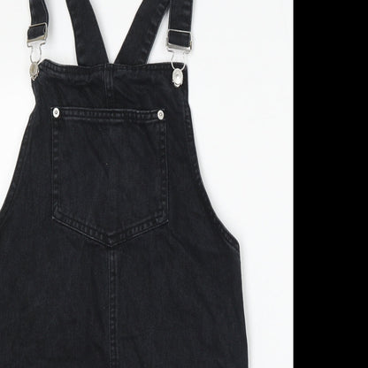 New Look Womens Black Cotton Dungaree One-Piece Size 8