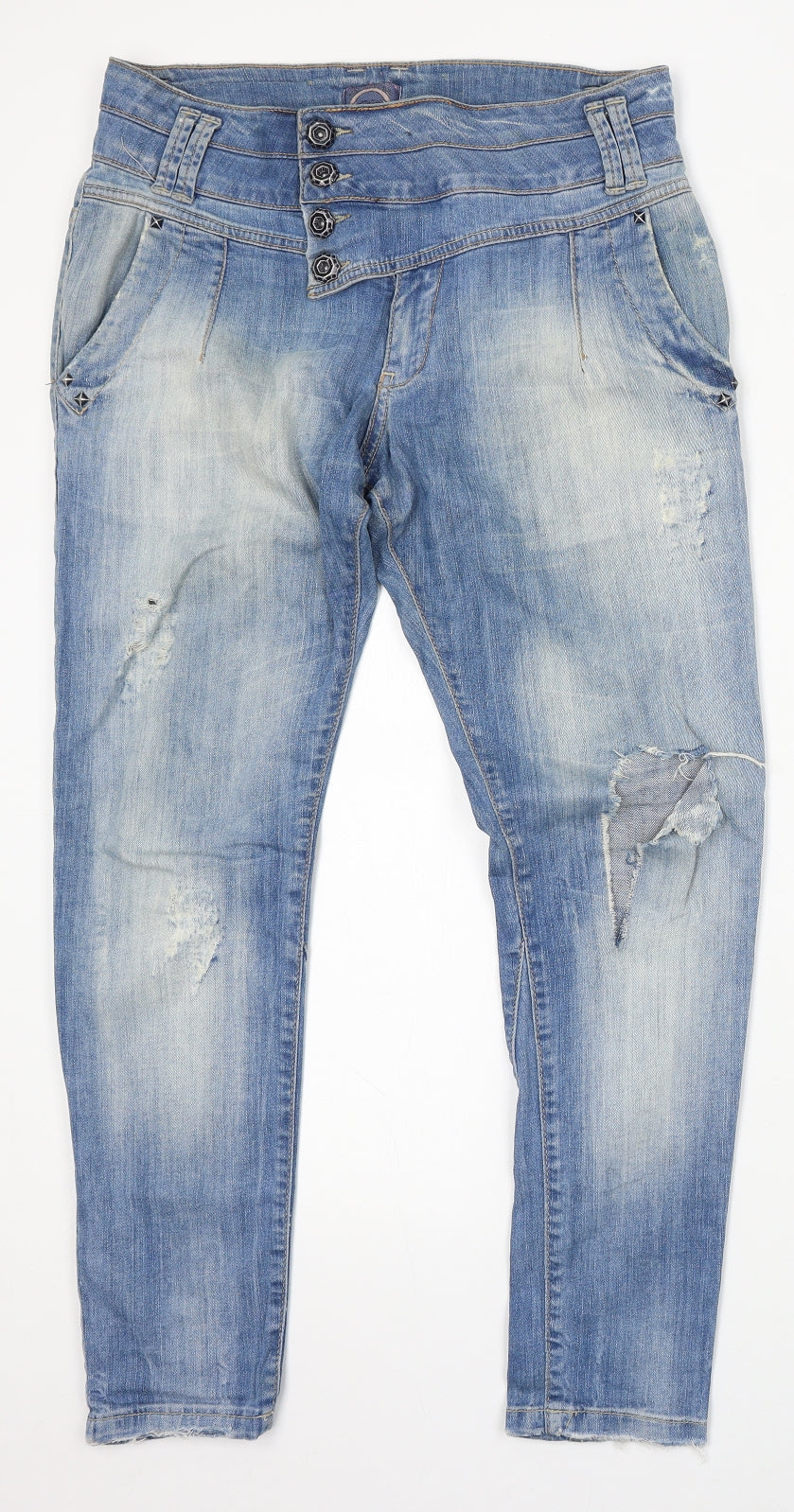 Bluewhite and Roll Womens Blue Polyester Skinny Jeans Size 8 L29 in Regular Button