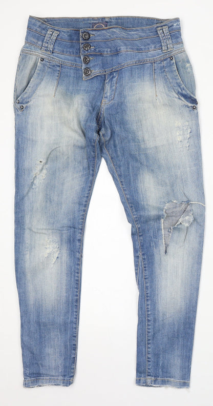 Bluewhite and Roll Womens Blue Polyester Skinny Jeans Size 8 L29 in Regular Button