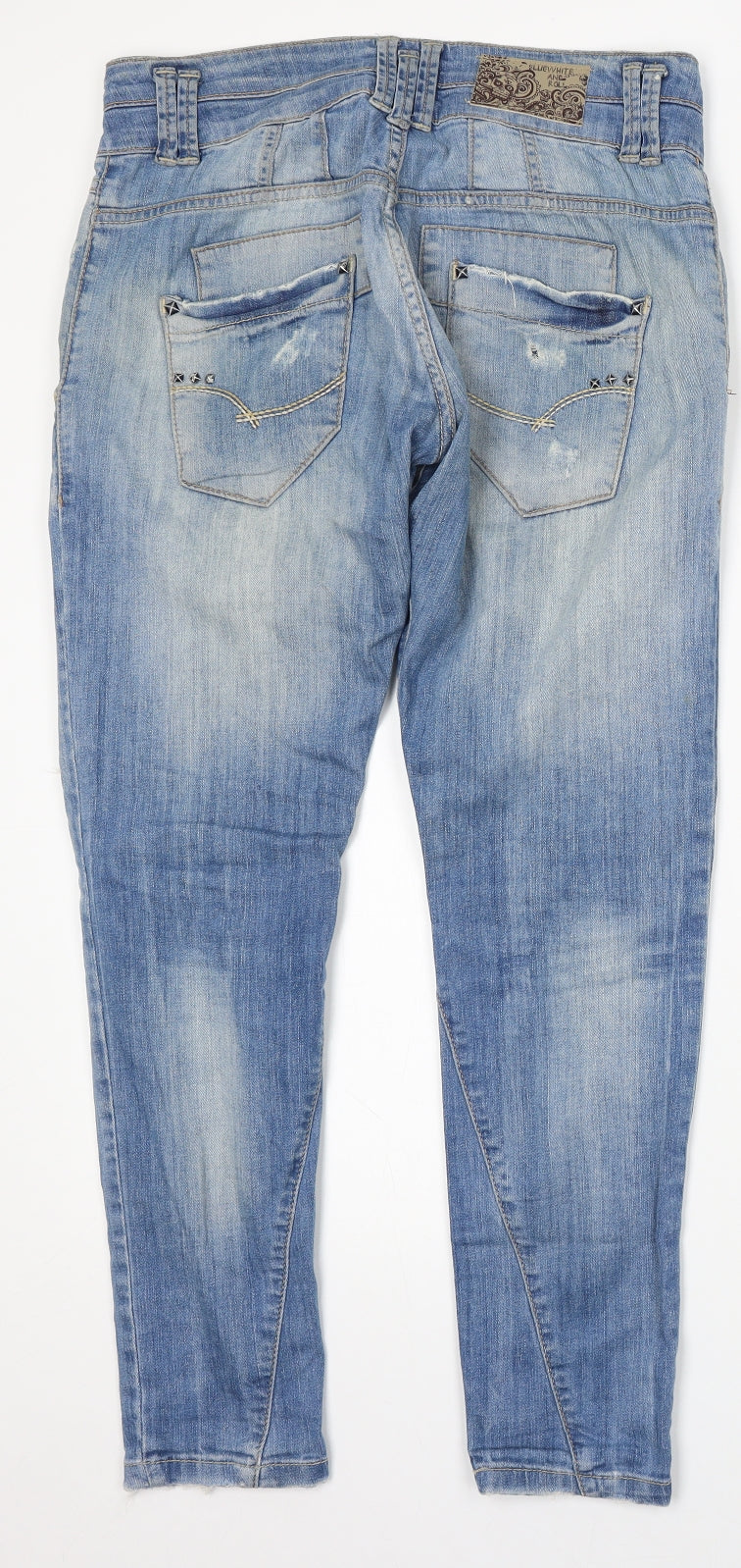 Bluewhite and Roll Womens Blue Polyester Skinny Jeans Size 8 L29 in Regular Button