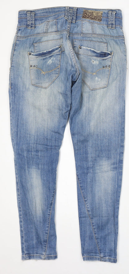 Bluewhite and Roll Womens Blue Polyester Skinny Jeans Size 8 L29 in Regular Button