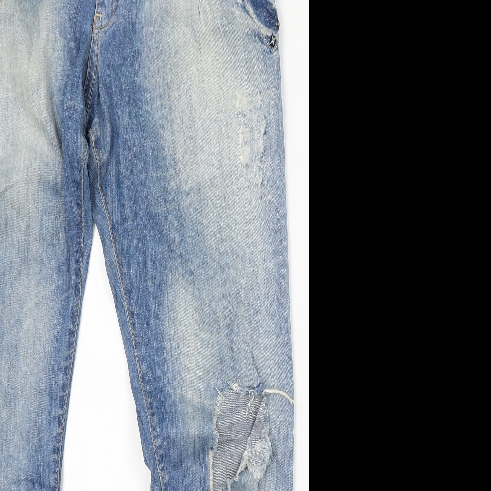 Bluewhite and Roll Womens Blue Polyester Skinny Jeans Size 8 L29 in Regular Button