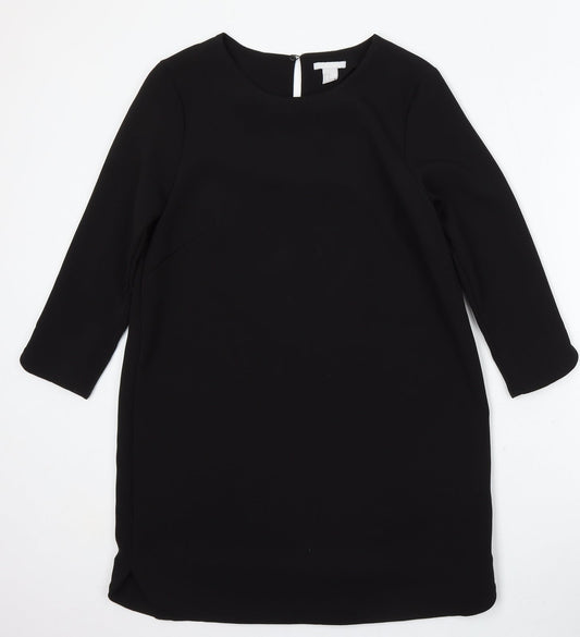 H&M Womens Black Polyester Sheath Size 12 Round Neck