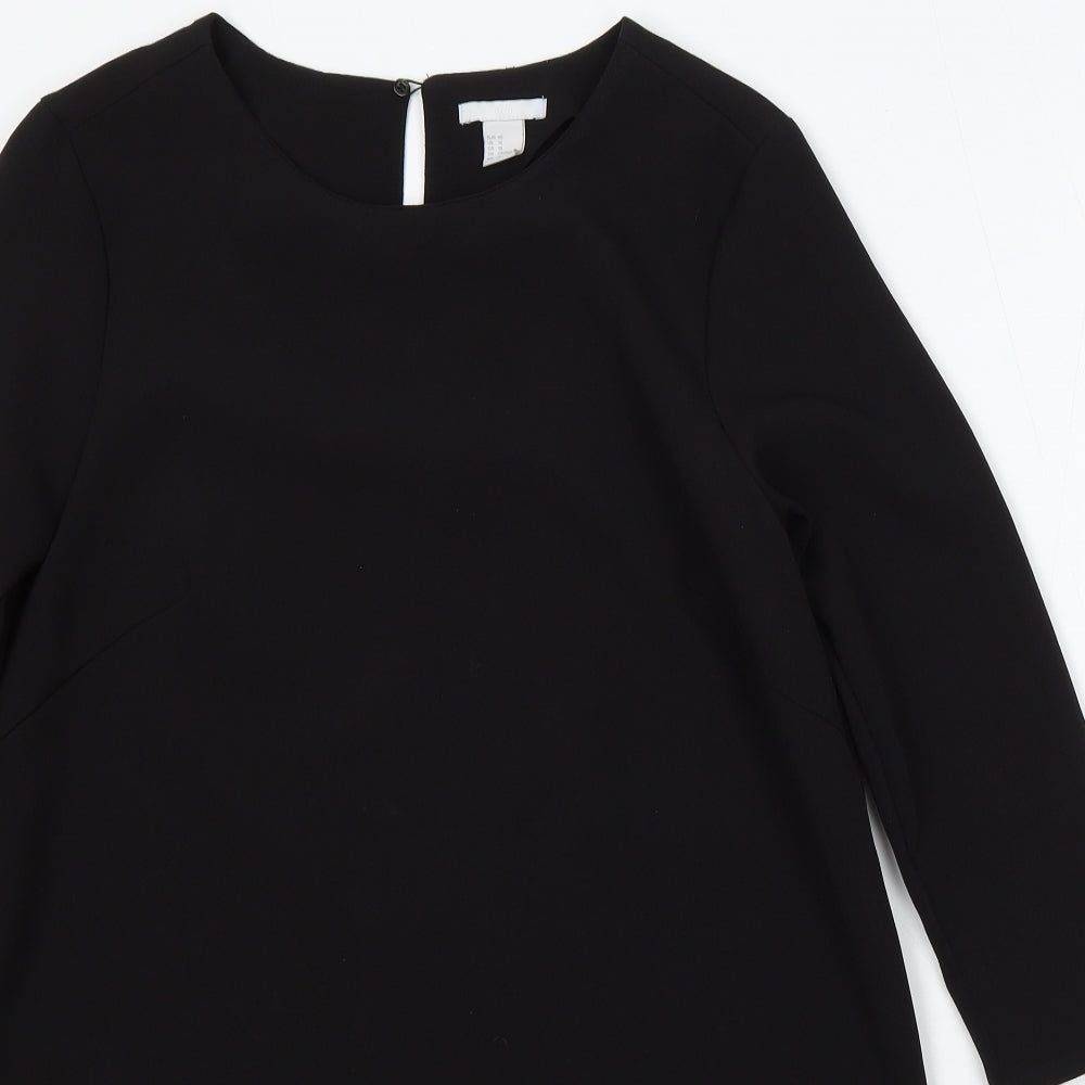 H&M Womens Black Polyester Sheath Size 12 Round Neck