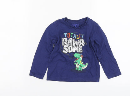 Super Hero Boys Blue Geometric Cotton Basic T-Shirt Size 12-18 Months Round Neck