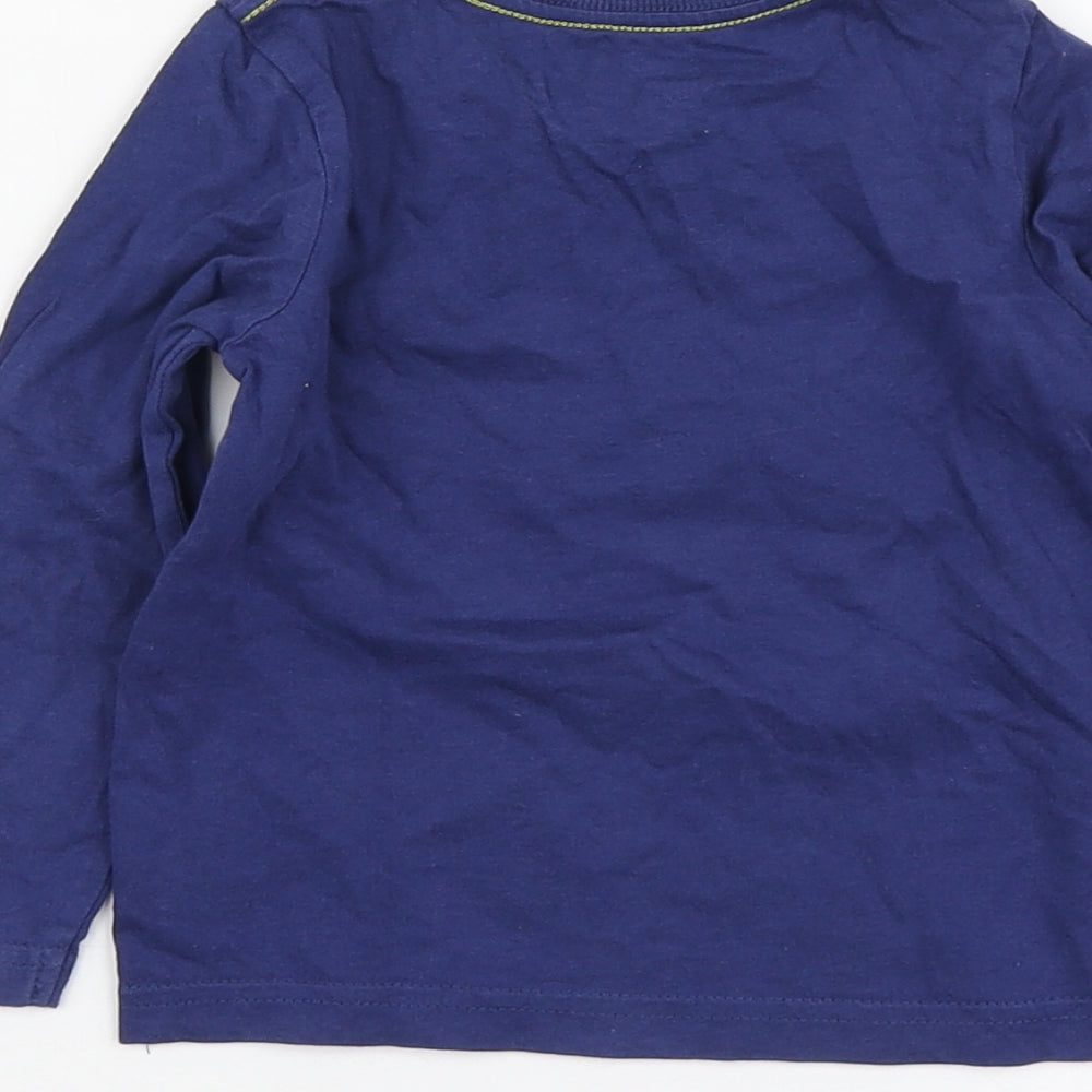 Super Hero Boys Blue Geometric Cotton Basic T-Shirt Size 12-18 Months Round Neck