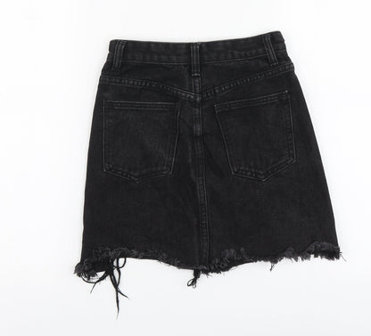 PRETTYLITTLETHING Womens Black Cotton Mini Skirt Size 30