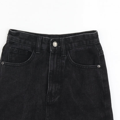PRETTYLITTLETHING Womens Black Cotton Mini Skirt Size 30